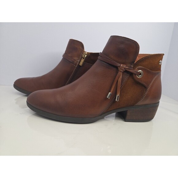 Pikolinos Cognac Leather Western Style Ankle Boots Daroca Sz 38 Comfy Soft - Picture 5 of 15